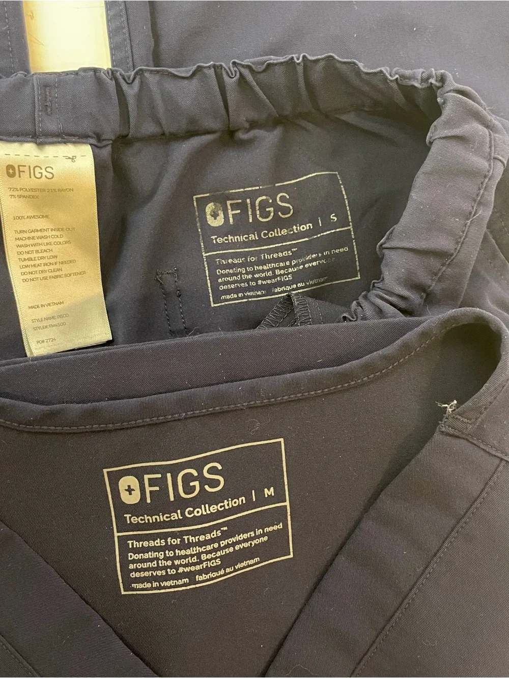 Figs Men Scrubs matching Navy Top M and Pants size S Workwear Medical